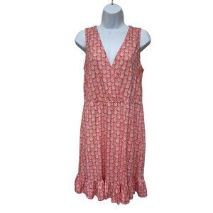 Tommy Bahama Pineapple Print Coral Knee Length Ruffle Hem Sleeveless Dress Sz Sm